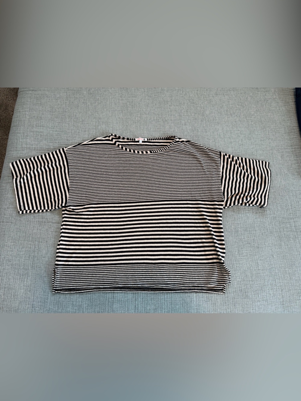 Sundry Black and White Striped Short Sleeve Tee